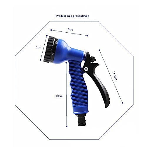 Manguera extensible de Jardín de 22,5 Metros más Pistola de riego con 7 modos de expulsión de agua. (AZUL, 22,5)