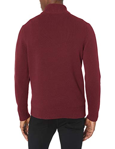 Marca Amazon – Goodthreads – Jersey de algodón suave con cremallera corta para hombre, Rojo (solid burgundy Bur), US L (EU L)