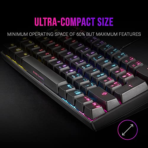 MARSGAMING MKMINIBRES Negro, Teclado Mecánico RGB, Ultra-Compacto, Switch Marrón, ES