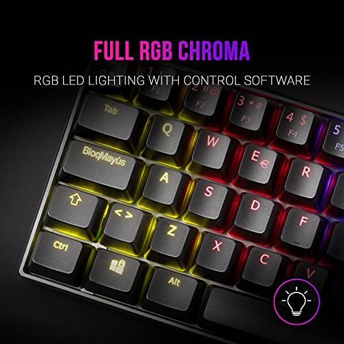 MARSGAMING MKMINIBRES Negro, Teclado Mecánico RGB, Ultra-Compacto, Switch Marrón, ES