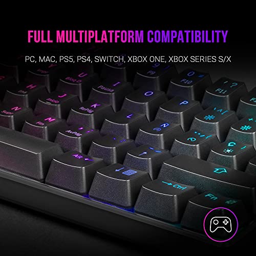 MARSGAMING MKMINIBRES Negro, Teclado Mecánico RGB, Ultra-Compacto, Switch Marrón, ES