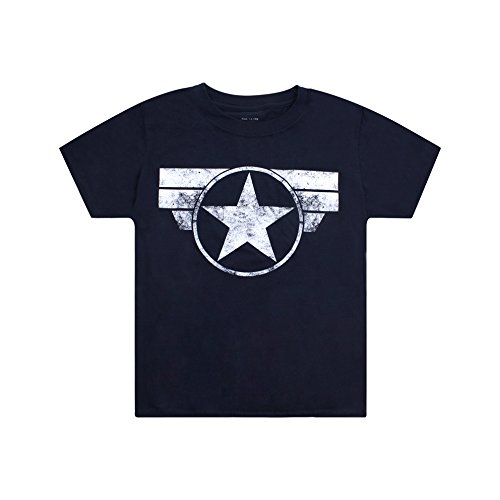 Marvel Cap Logo Camiseta, Azul (Navy NVY), 7-8 Años para Niños