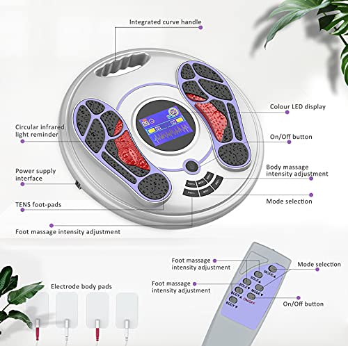 Masajeador de Pies Creliver TENS+EMS Doble Estimulación Promover la Circulación de Sangre Alivia el Dolor Muscular Mejora la Tendinitis de Aquiles- Púrpura
