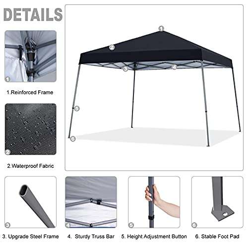 MasterCanopy Carpa de carpa plegable al aire libre Gazebo portátil, Gazebo de playa con bolsa de ruedas (3 x 3 m), color negro