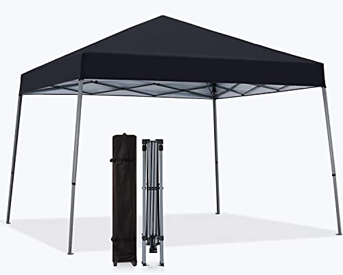 MasterCanopy Carpa de carpa plegable al aire libre Gazebo portátil, Gazebo de playa con bolsa de ruedas (3 x 3 m), color negro