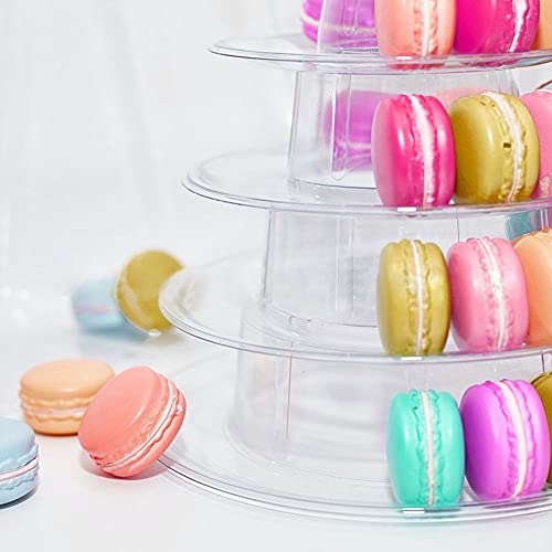 Matedepreso Macaron - Expositor de 6 niveles, redondo, macarón, torre de postres para fiestas de cumpleaños, bodas, tiendas de pasteles, borde liso