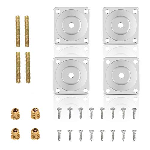 Matogle 4 Set Placa de Montaje para Patas de Mesa Placas de Fijación con Tornillos Pernos para Muebles Asientos Sofá