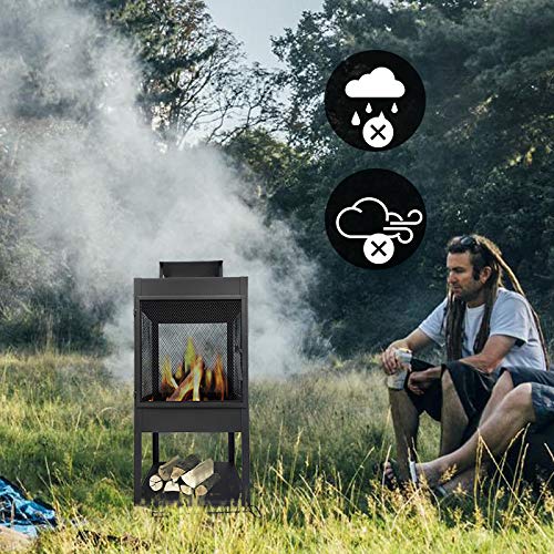 MaxxGarden Artemis, Fogón, Estufa Decorativa de Exterior, brasero, Chimenea de jardín/terraza en Acero con Recubrimiento de Polvo Negro, Ø45 x 100cm