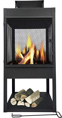 MaxxGarden Artemis, Fogón, Estufa Decorativa de Exterior, brasero, Chimenea de jardín/terraza en Acero con Recubrimiento de Polvo Negro, Ø45 x 100cm