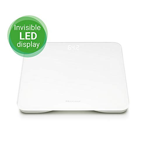 Medisana PS 435 báscula de baño digital hasta 180 kg - báscula de baño con superficie de vidrio y pantalla LED invisible