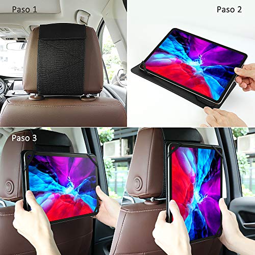 memumi Soporte para Tablet para Reposacabezas de Coche, Universal Ajustable Asiento Trasero del Automóvil Asiento Soporte para iPad Pro 2021 10.2 7 8 9 generacion/para Samsung Tab A7/,9.7-11 Pulgadas