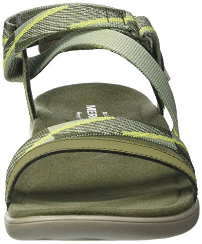 Merrell District Mendi Backstrap, Sandalias con Correa de Tobillo Mujer, Verde (Olive/Lime), 36 EU