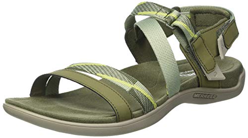 Merrell District Mendi Backstrap, Sandalias con Correa de Tobillo Mujer, Verde (Olive/Lime), 36 EU