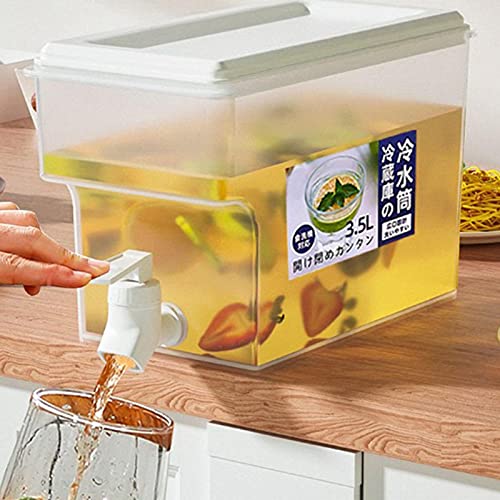 MEYING 3,5L Dispensador De Agua con Grifo Bar Amigos De Plástico PETG para Frigorífico, Depósito para Bebidas Rellenable para Jugo De Nevera Usado para Preparar Té Y Jugo