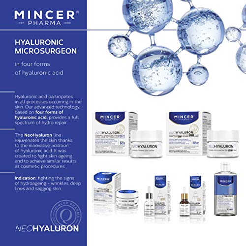 Mincer Pharma Neo Hyaluron Crema facial de día SPF 10 para pieles maduras deshidratadas, Fuertemente reafirmante, Hidratante, Calmante, con Ácido Hialurónico, 50 ml