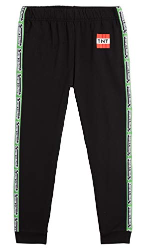 Minecraft Chandal Niño, Ropa Niño Deportiva, Pantalon Chandal en Color Gris o Negro, Pantalones Deporte Largos para Chicos, Regalos para Niños y Adolescentes Edad 5-14 Años (9-10 años, Negro)