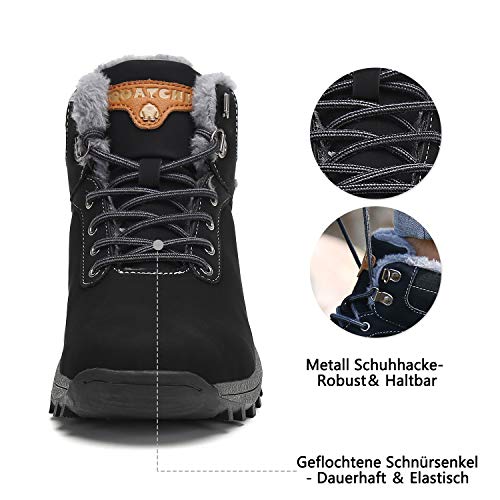 Mishansha Botas Nieve Hombre Impermeables Botas de Invierno Botines Calientes Antideslizantes Fur Forro Aire Libre Botines Trekking Negro Gr.44