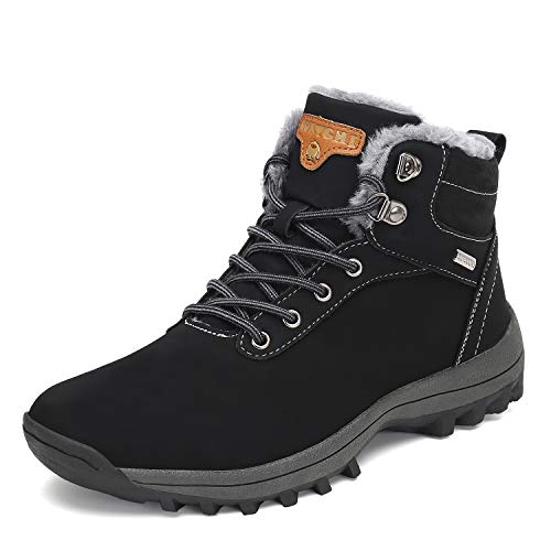 Mishansha Botas Nieve Hombre Impermeables Botas de Invierno Botines Calientes Antideslizantes Fur Forro Aire Libre Botines Trekking Negro Gr.44