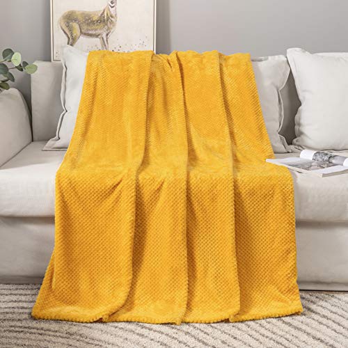 MIULEE Manta Blanket Franela para Sófas Mantas de Terciopelo Diseño Granulado para Siesta Suave Grande Cálida para Cama Felpa para Mascota Cama Habitacion Dormitorio 1 Pieza 150x200cm Dorado