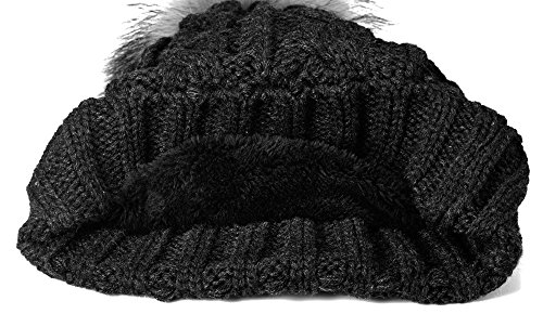 Miuno® Gorro de punto con pompón de pelo sintético MJ162 gris jaspeado Talla única