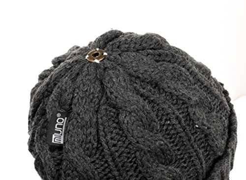 Miuno® Gorro de punto con pompón de pelo sintético MJ162 gris jaspeado Talla única