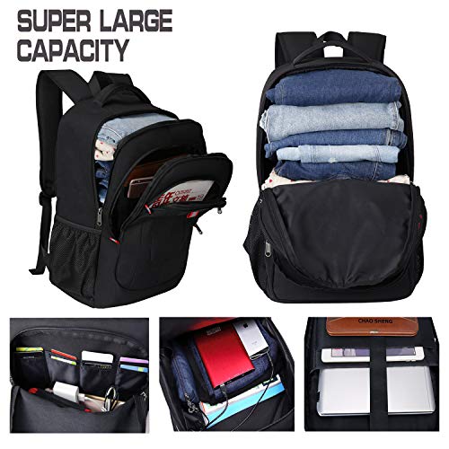 Mochila Antirrobo Impermeable, Mochila Portátil Hombre 17.3 Pulgadas USB Impermeable del Escolar Trabajo Diario Viaje Negocio Multifuncional Daypacks Negro