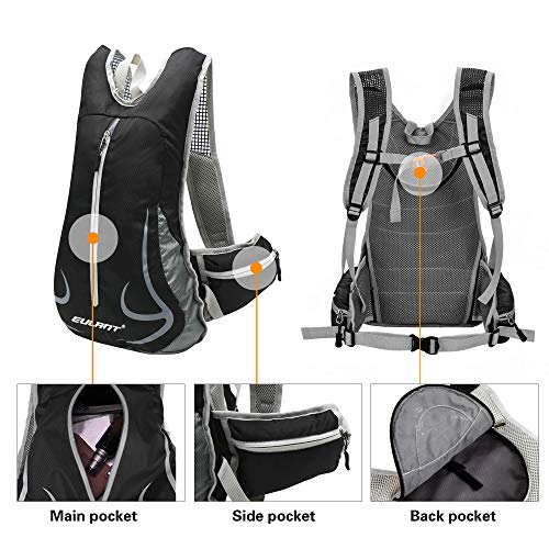 Mochila Ciclismo Impermeable Mujer 14L Bicicleta Bolso Ligero Ciclismo Accesorios Mochilas MTB Hombre Para Esqui Senderismo Trekking Viaje Correr Caminar Camping Trotar Corriendo Deporte,Negro