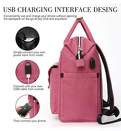 Mochila Portatil para Mujer con Puerto de Carga Externa USB para Macbook y Netbook Negocio Escolar -35L