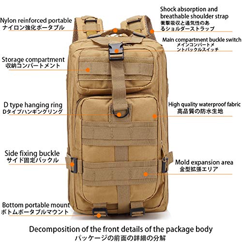 Mochila táctica, 30L Gran Paquete de Asalto Militar para Deportes para Deportes Camping Surkking Pesca de Caza,G