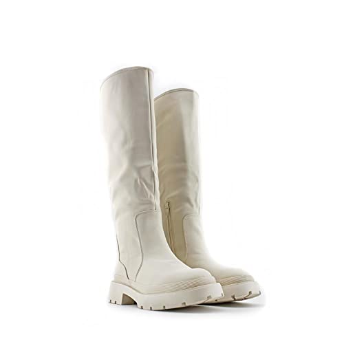 Modelisa - Botas Altas Invierno Plano Estilo Casual Mujer (Beige, numeric_39)