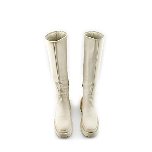 Modelisa - Botas Altas Invierno Plano Estilo Casual Mujer (Beige, numeric_39)