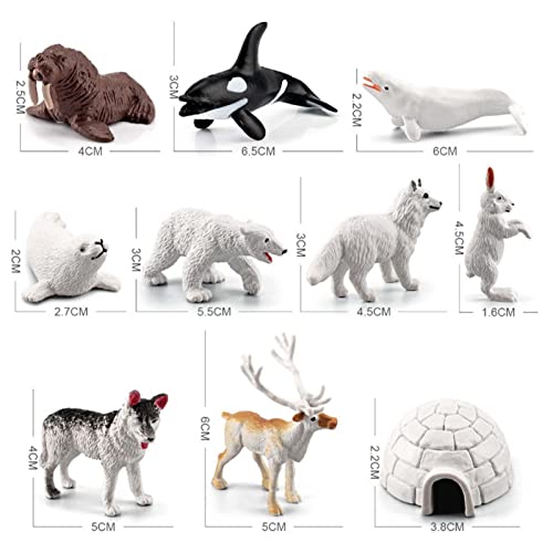 Modelo Animal Ártico Animales Polares Figuras Simulación Animal Ártico 10 Piezas Simulación Mini Animal Ártico, Conejo Ártico, Zorro Ártico, Husky, Foca, Ballena Asesina, Oso Polar, Morsa, Beluga Reno