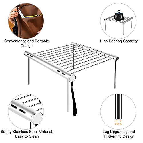 MojiDecor Parrilla para Asar, Parrilla para Fumadores de Acero Inoxidable Parrilla portátil para Acampar Parrilla para Barbacoa Parrilla para Acampar compacta Plegable para Acampar, Picnic