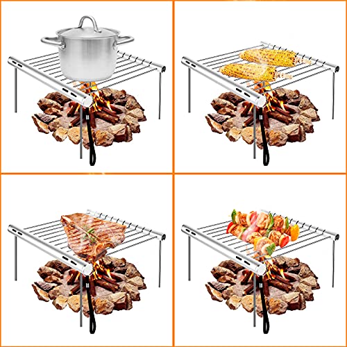 MojiDecor Parrilla para Asar, Parrilla para Fumadores de Acero Inoxidable Parrilla portátil para Acampar Parrilla para Barbacoa Parrilla para Acampar compacta Plegable para Acampar, Picnic