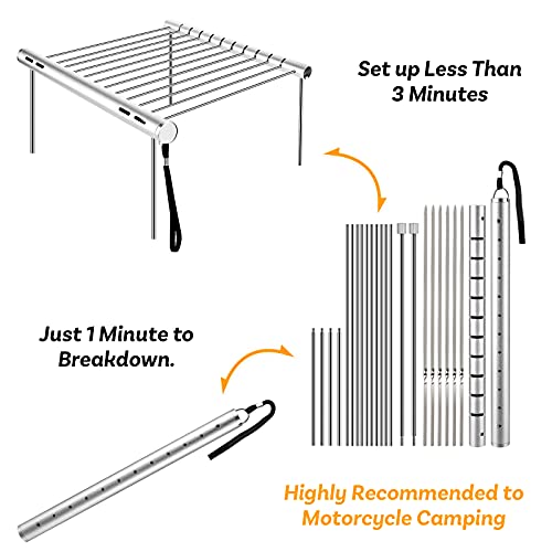 MojiDecor Parrilla para Asar, Parrilla para Fumadores de Acero Inoxidable Parrilla portátil para Acampar Parrilla para Barbacoa Parrilla para Acampar compacta Plegable para Acampar, Picnic