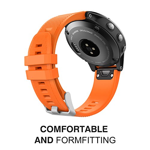 MoKo Correa Compatible con Garmin Fenix 7/6/6 Pro/5/5 Plus/Epix Gen 2/Forerunner 945/935/Approach S62/S60/Instinct 2/MARQ, 22mm Quick Fit Banda Pulsera de Silicona de Repuesto, Naranja