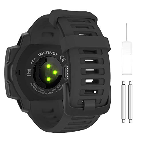 MoKo Correa Compatible con Garmin Instinct/Instinct Esports/Instinct Tactical/Instinct Solar/Camo/Surf/Tide Reloj con GPS, 22mm Pulsera Deportivo de Repuesto de Silicona Suave, Negro