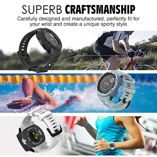 MoKo Correa Compatible con Garmin Instinct/Instinct Esports/Instinct Tactical/Instinct Solar/Camo/Surf/Tide Reloj con GPS, 22mm Pulsera Deportivo de Repuesto de Silicona Suave, Negro