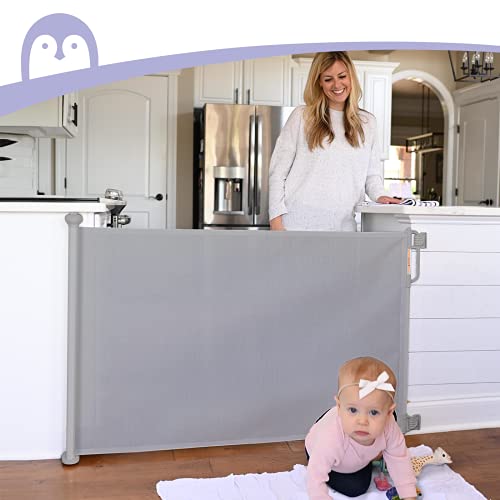 Momcozy Barrera Seguridad Niños Escalera, 0-140 cm Puerta Seguridad Bebé Extensibles, Vallas de Seguridad para Escaleras/Interiores/Exteriores/Puertas/Pasillos, Gris