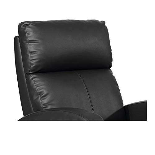 MOMMA HOME Sillón Relax reclinable Med - Modelo TAVIRA - Color Negro - Material Ecopiel/Metal - Medidas 71 x 93 x 101 cm