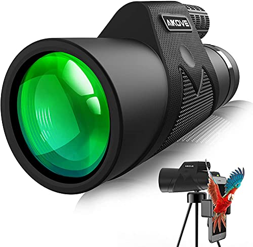 Monocular 12x50 Starscope - Prismáticos monocular con soporte para smartphone y trípode, monocular para observación de aves, camping, viajes, caza, juegos de pelota