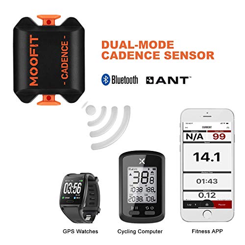 moofit Sensor de Cadencia Ant+ Bluetooth Medidor de Cadencia Ciclismo Medir Cadencia de Pedaleo para iPhone, Android y ciclocomputadores