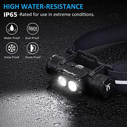 morpilot Linterna Frontal USB LED Recargable, 1 PCS, 1200 Lumens, Impermeable, 5 Modos de Iluminación, 180° Ajustable con Camping, Pesca, Ciclismo, Escalada