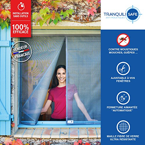 Mosquitera ajustable magnética tranquilisafe® para ventana estándar y sobre medida - Pantalla antimosquitos y anti moscas - Mosquitera automática (ANCHO 120/136 - ALTURA 115/123) …