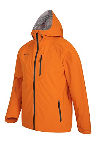 Mountain Warehouse Bachill Chaqueta Impermeable Mens - Capa Ajustable del Foso de la Capilla y del Dobladillo, Capa de Breathable, Bolsillos de la Seguridad Naranja Quemado 3XL