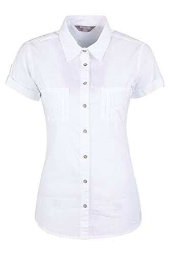 Mountain Warehouse Coconut Camisa de Las Mujeres Cortas de la Manga - 100% Tapa del Verano de Las señoras del algodón, Peso Ligero, Blusa de Breathable Blanco 38