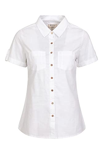 Mountain Warehouse Coconut Camisa de Las Mujeres Cortas de la Manga - 100% Tapa del Verano de Las señoras del algodón, Peso Ligero, Blusa de Breathable Blanco 38