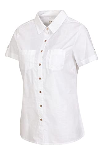 Mountain Warehouse Coconut Camisa de Las Mujeres Cortas de la Manga - 100% Tapa del Verano de Las señoras del algodón, Peso Ligero, Blusa de Breathable Blanco 38