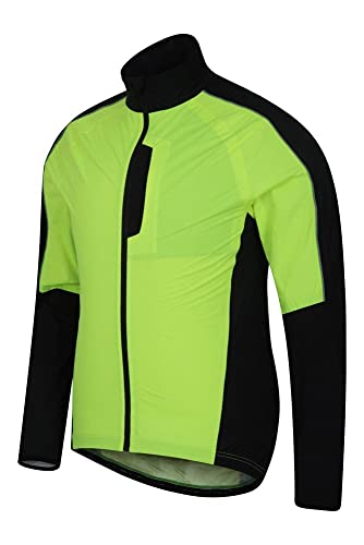 Mountain Warehouse Fahren Chaqueta de Ciclismo para Hombre - Chubasquero Impermeable 5000 mm, Transpirable, hidroabsorbente, Detalles Reflectantes - Excursión, Exterior Amarillo XS