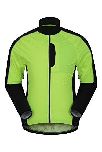 Mountain Warehouse Fahren Chaqueta de Ciclismo para Hombre - Chubasquero Impermeable 5000 mm, Transpirable, hidroabsorbente, Detalles Reflectantes - Excursión, Exterior Amarillo XS